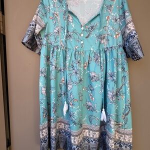 Floral Blue Summer Mini Dress